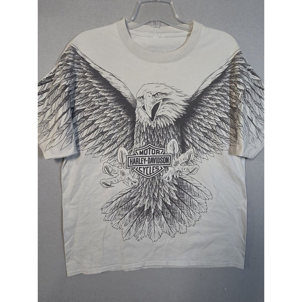 Vtg Harley Davidson T-shirt Mens XL Light Gray Eagle Logo Harley Cancun Mexico
